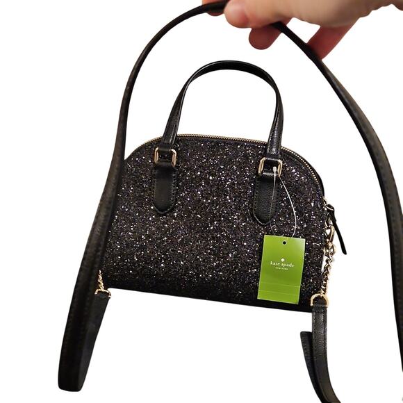 NWT Kate Spade Black  Mini Reiley Laurel Way  Glitter Purse. - Picture 8 of 9
